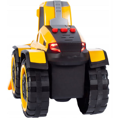 Buldozer jucarie copii cu lumini si sunete, inertial, 24 cm, galben