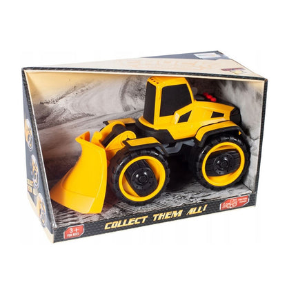 Buldozer jucarie copii cu lumini si sunete, inertial, 24 cm, galben