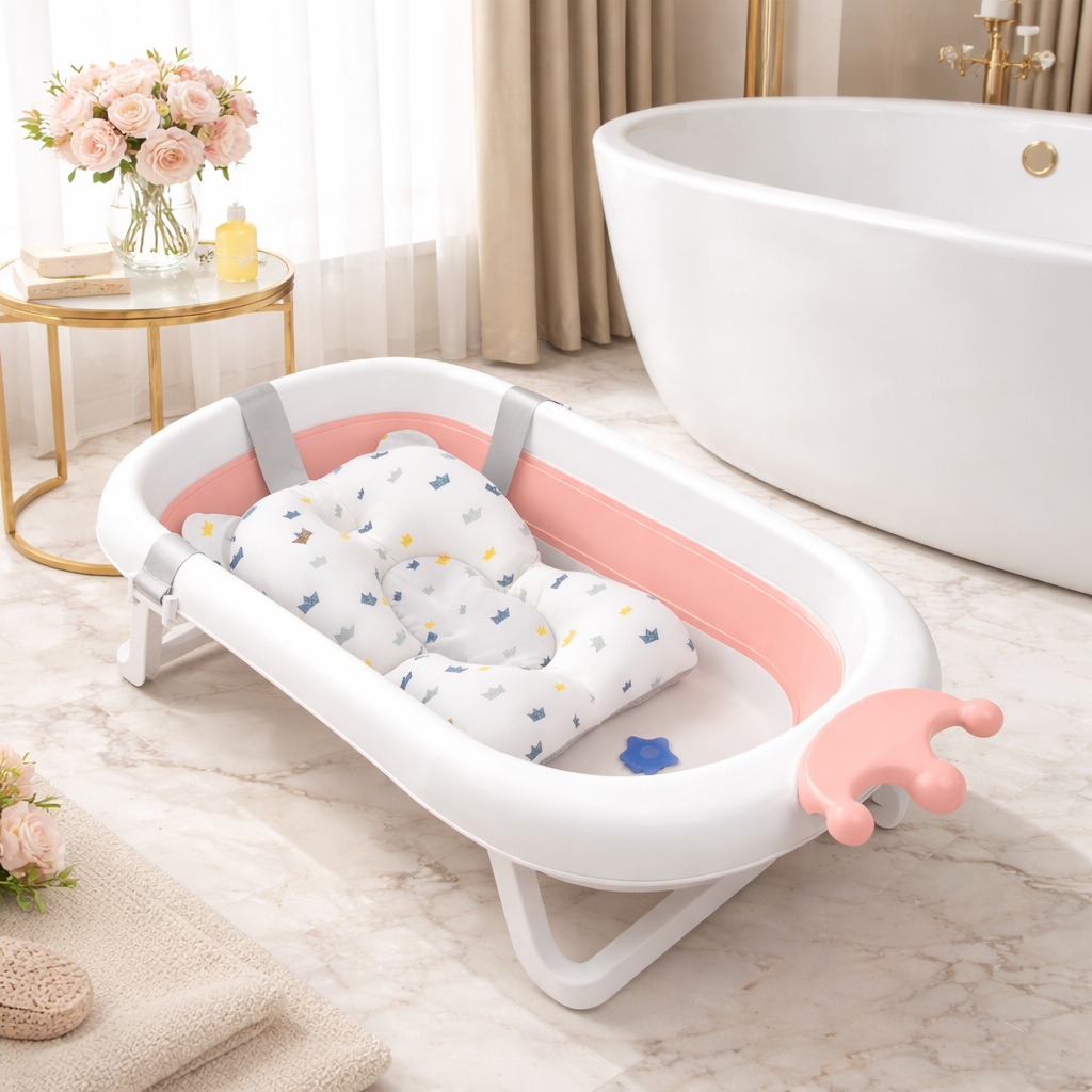 Cadita pliabila pentru bebelusi IdealStore cu perna si senzor temperatura