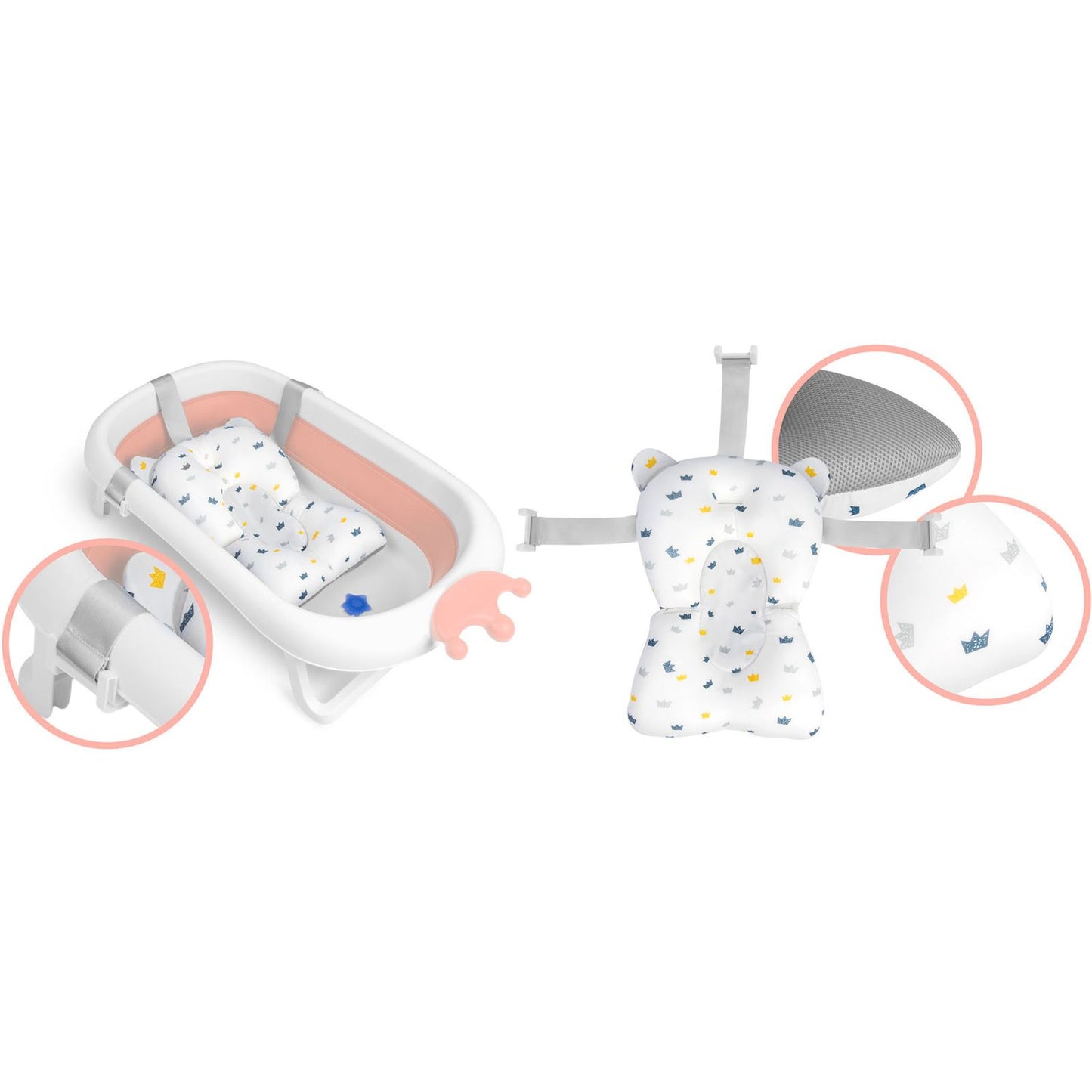 Cadita pliabila pentru bebelusi IdealStore cu perna si senzor temperatura