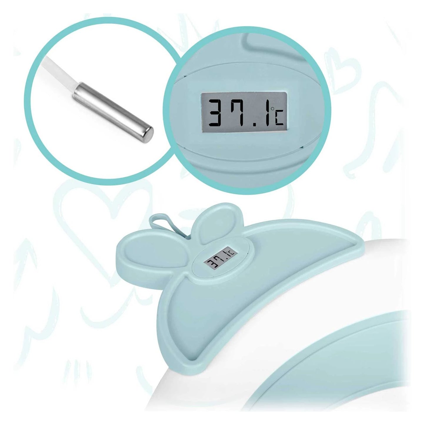 Cadita pliabila pentru bebelusi cu termometru LCD Superbath IdealStore