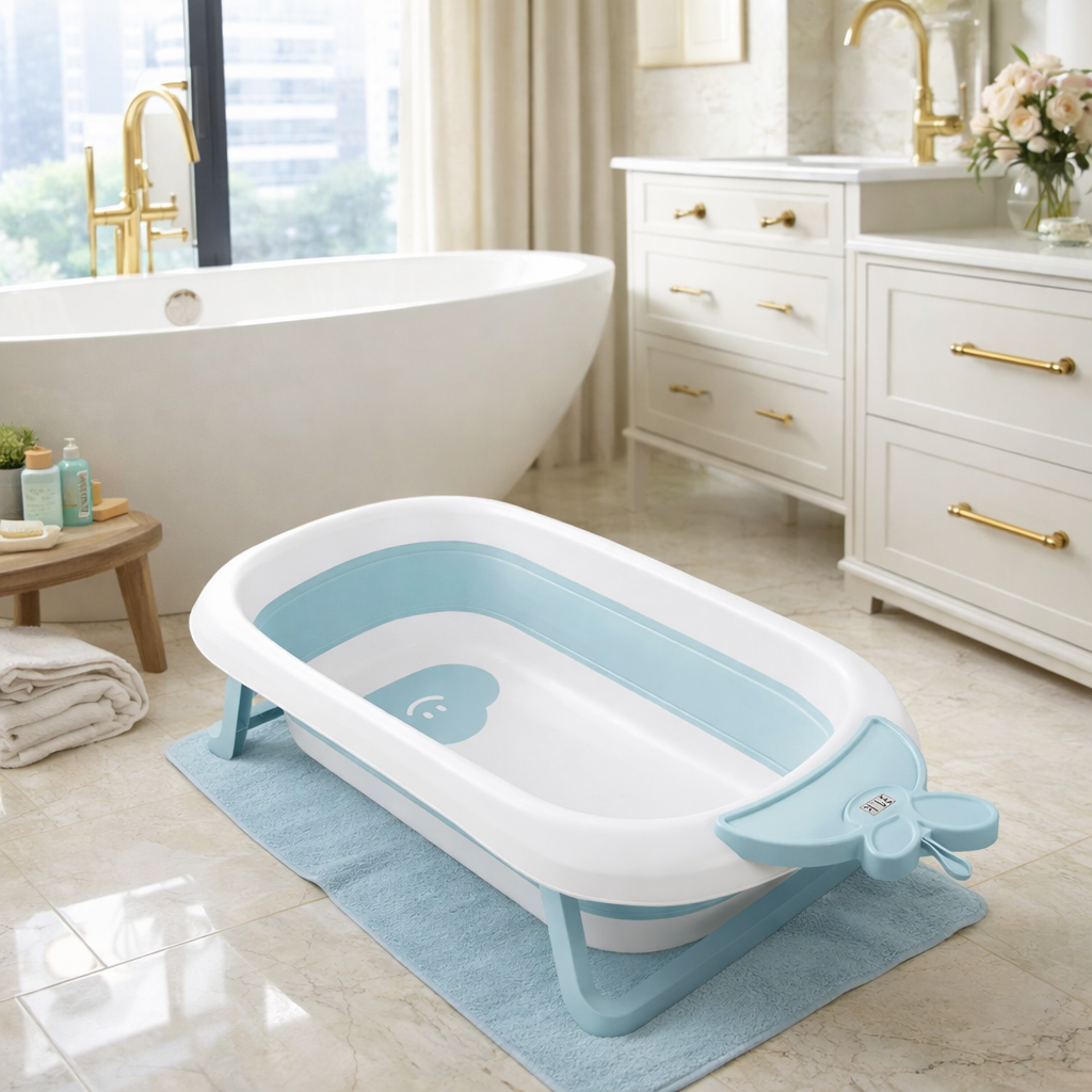 Cadita pliabila pentru bebelusi cu termometru LCD Superbath IdealStore