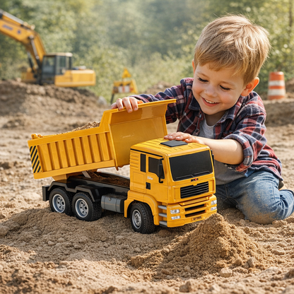 Camion interactiv de jucarie cu telecomanda, LED si incarcare USB 1:18