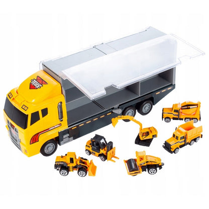 Camion interactiv cu remorca si vehicule constructie copii IdealStore Big Truck