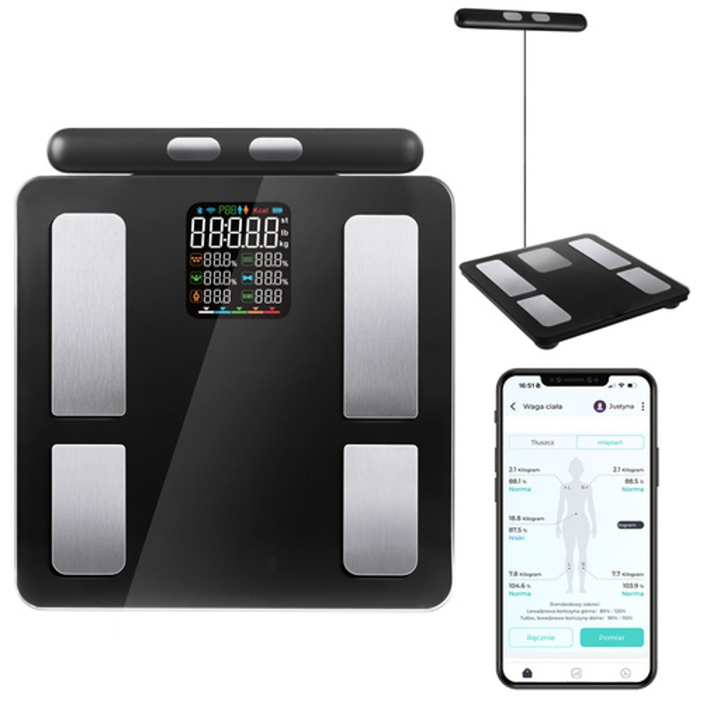 Cantar analitic SMART idealSTORE 180kg, analiza corporala BMI, WiFi Bluetooth, 8 electrozi