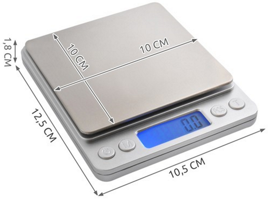 Cantar de Bucatarie idealSTORE, Include 2 Recipiente de Cantarire, Precizie de Masurare: 0, 1 g, Display LCD Digital, Iluminare de Fundal, Functie Tare, Oprire Automata, Sarcina Maxima 2 Kg