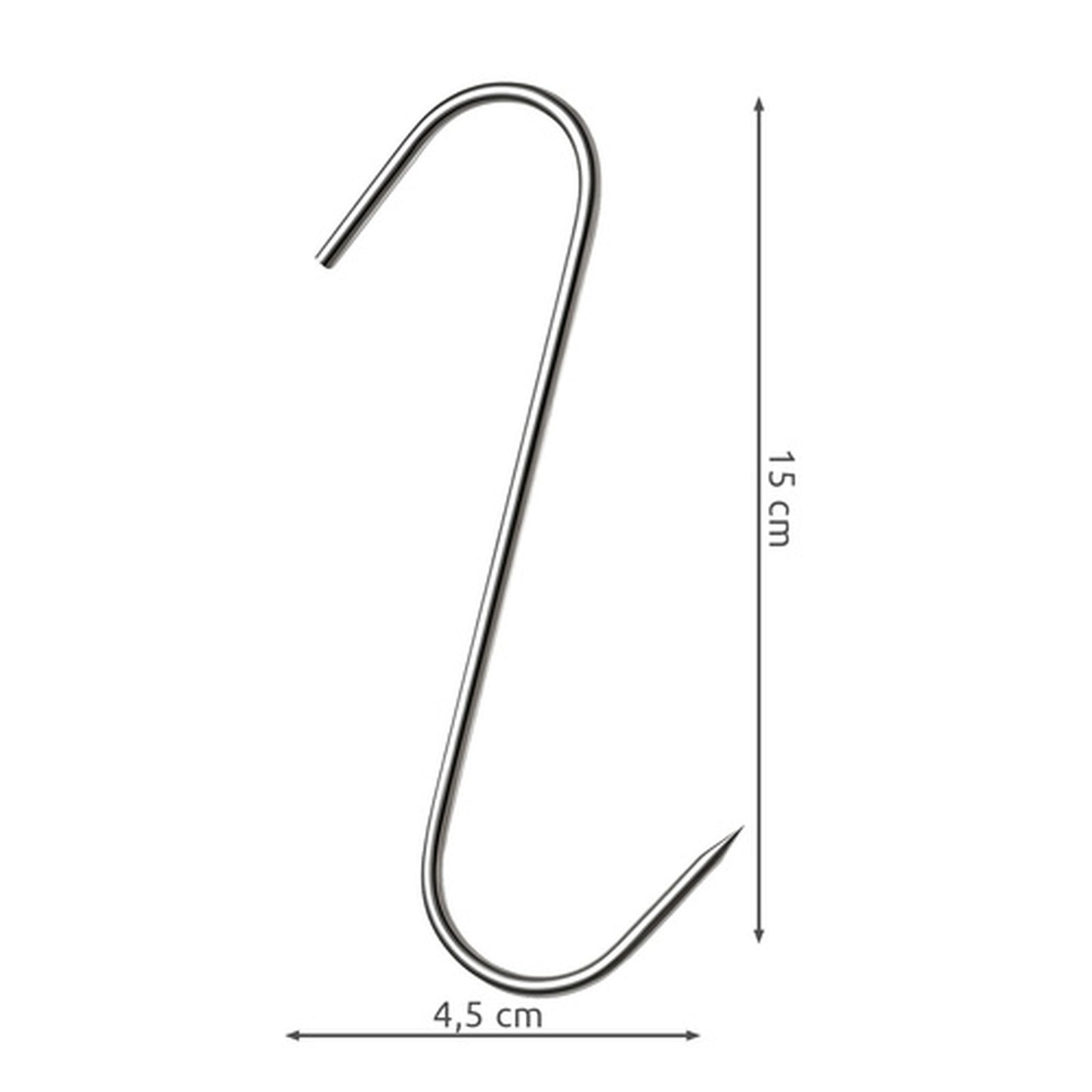 Set 15 Carlige Macelarie IdealStore din Otel Inoxidabil Tip S, Sarcina 15 kg