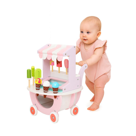 Carucior de inghetata din lemn Sweet Cream Ideal Store cu accesorii