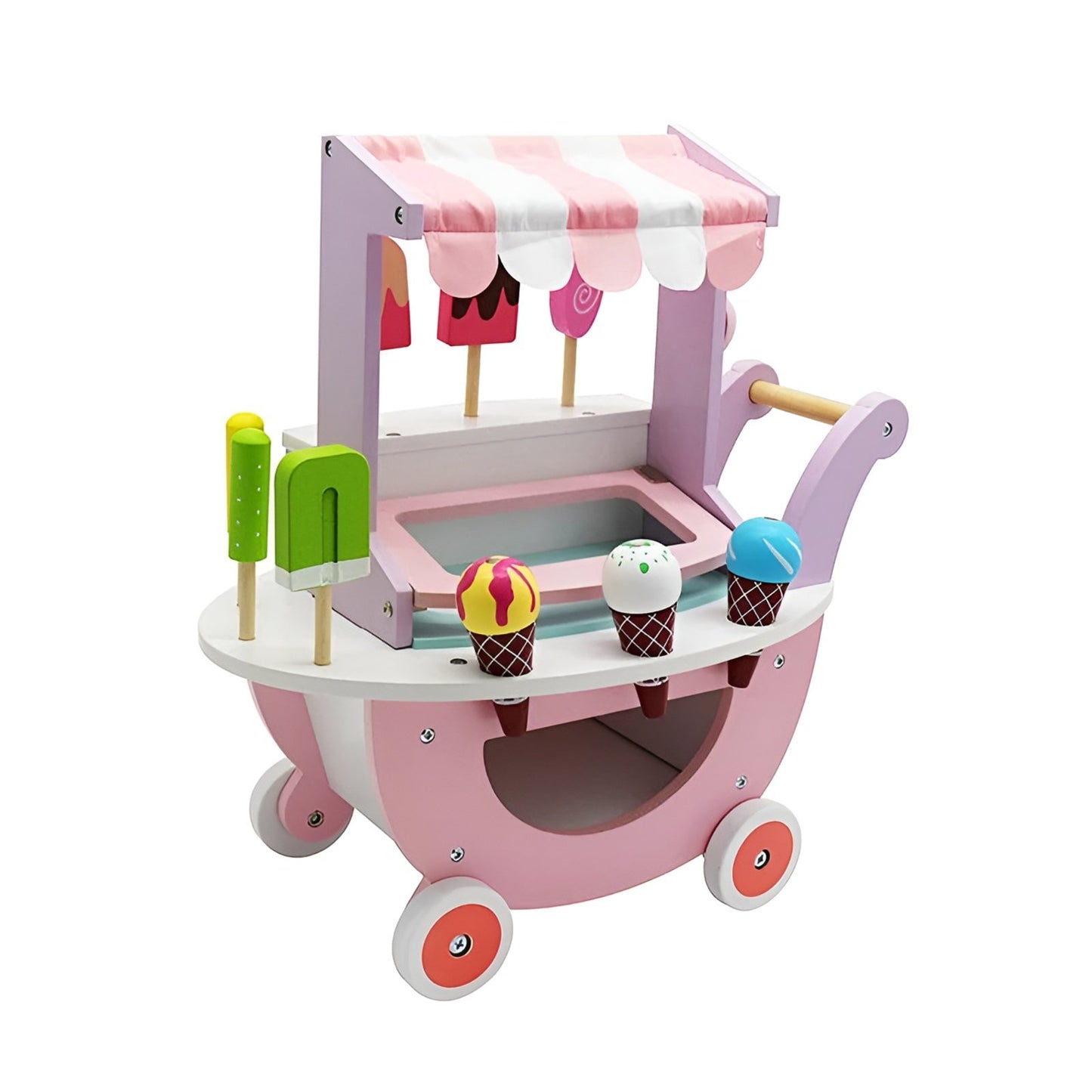 Carucior de inghetata din lemn Sweet Cream Ideal Store cu accesorii