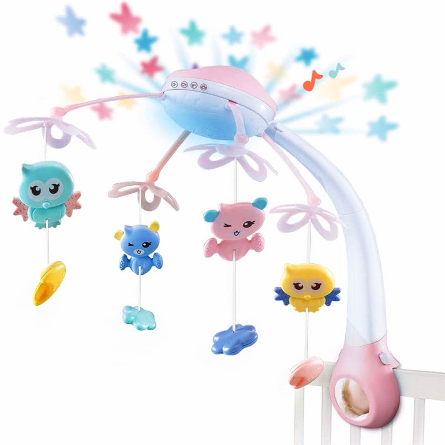 Carusel interactiv multifunctional pentru patut bebe Night Bed Bell cu proiectie si telecomanda