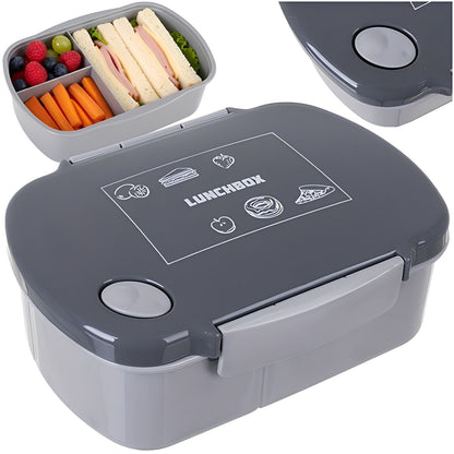 Caserola Lunchbox idealSTORE 800ml cu Capac Etans si 3 Compartimente