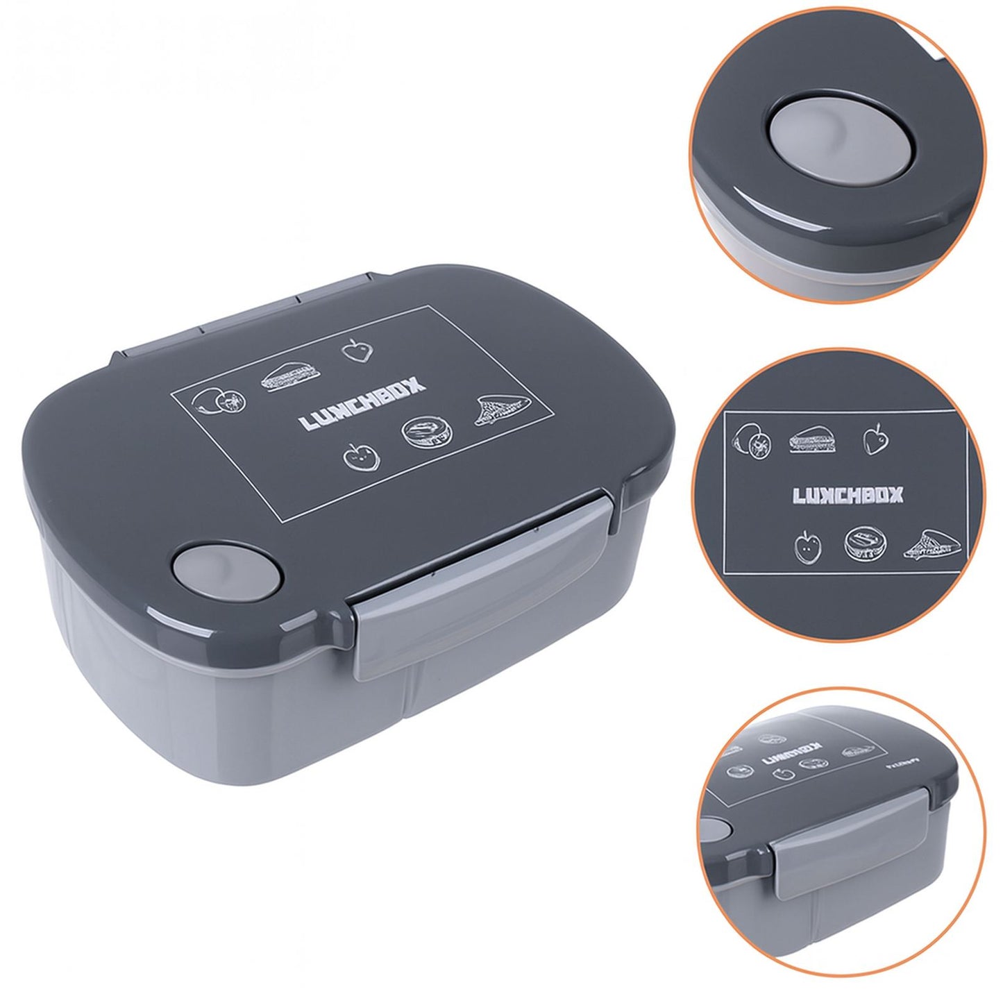 Caserola Lunchbox idealSTORE 800ml cu Capac Etans si 3 Compartimente