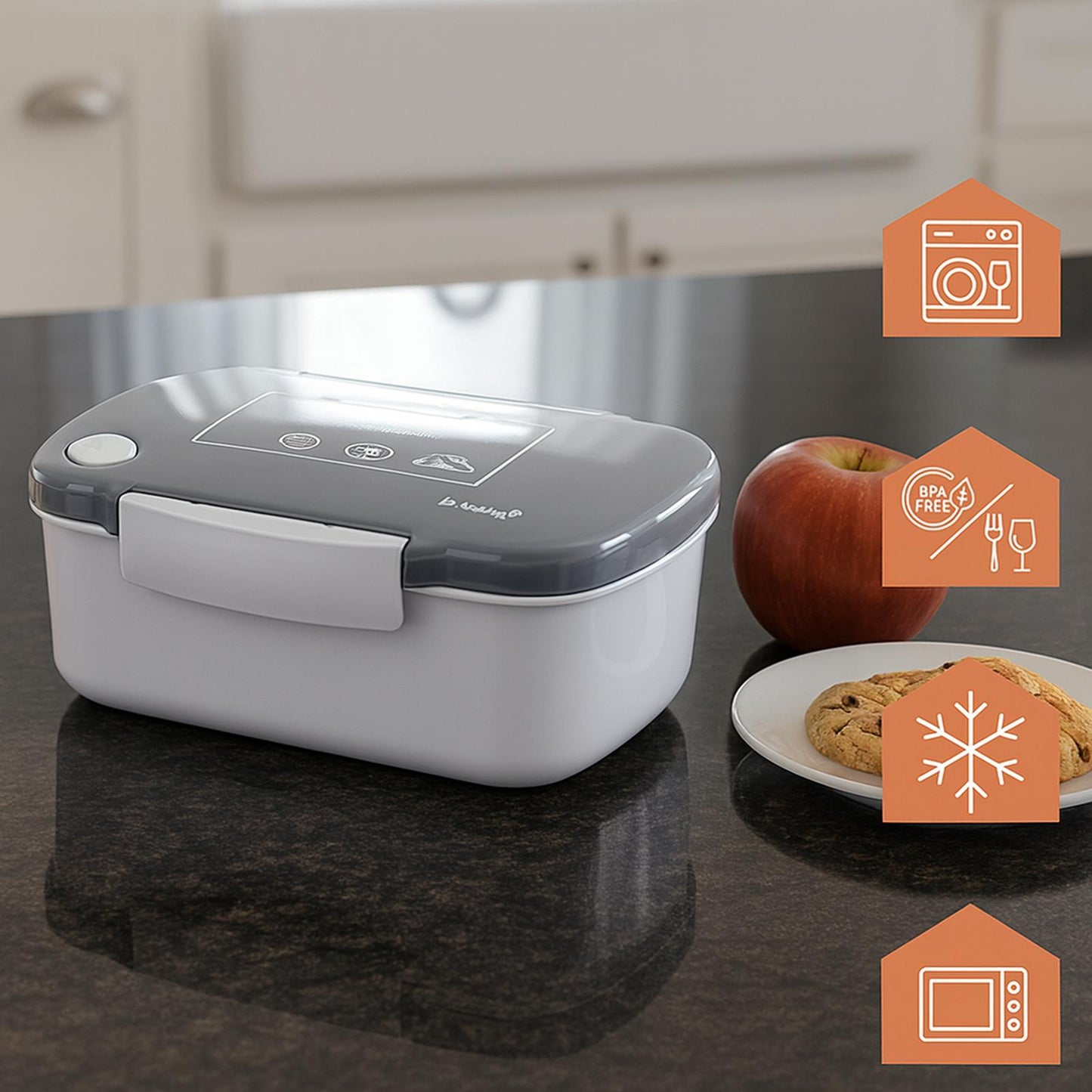 Caserola Lunchbox idealSTORE 800ml cu Capac Etans si 3 Compartimente