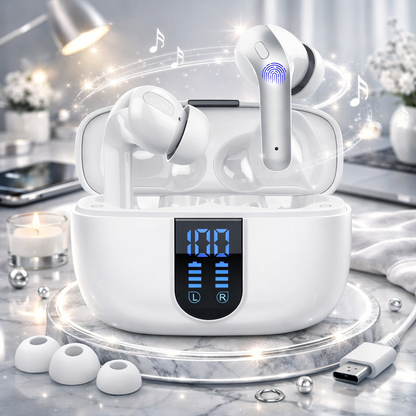 Casti Wireless Supersound Idealstore Bluetooth 5.2 cu Afisaj LED si Control Touch