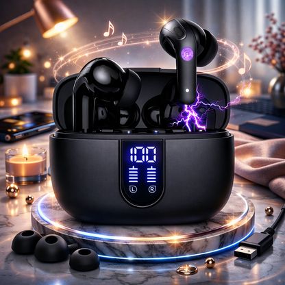 Casti Wireless Bluetooth 5.2 SuperSound IdealStore cu Afisaj Digital LED