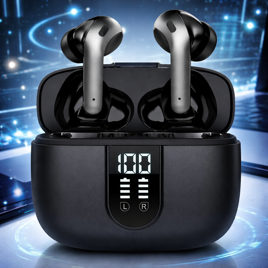 Casti Wireless Bluetooth 5.2 SuperSound IdealStore cu Afisaj Digital LED
