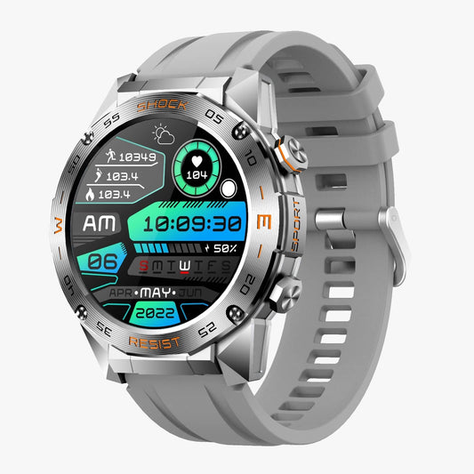 Ceas Smartwatch Shock idealSTORE, Ecran TFT 1.46`, Apel Bluetooth, Asistent Vocal AI, Notificai Smart, Monitorizare Sanatate, Senzor Ritm Cardiac, Moduri Sport, Rezistent la Apa, Materiale Premium, Argintiu