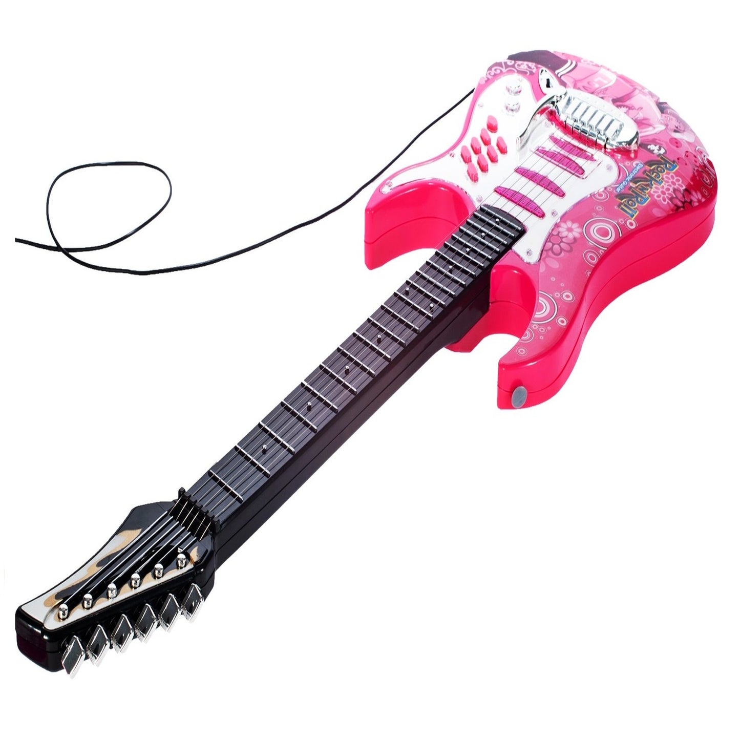 Chitara electrica cu amplificator si microfon IdealStore Rock Party,Roz