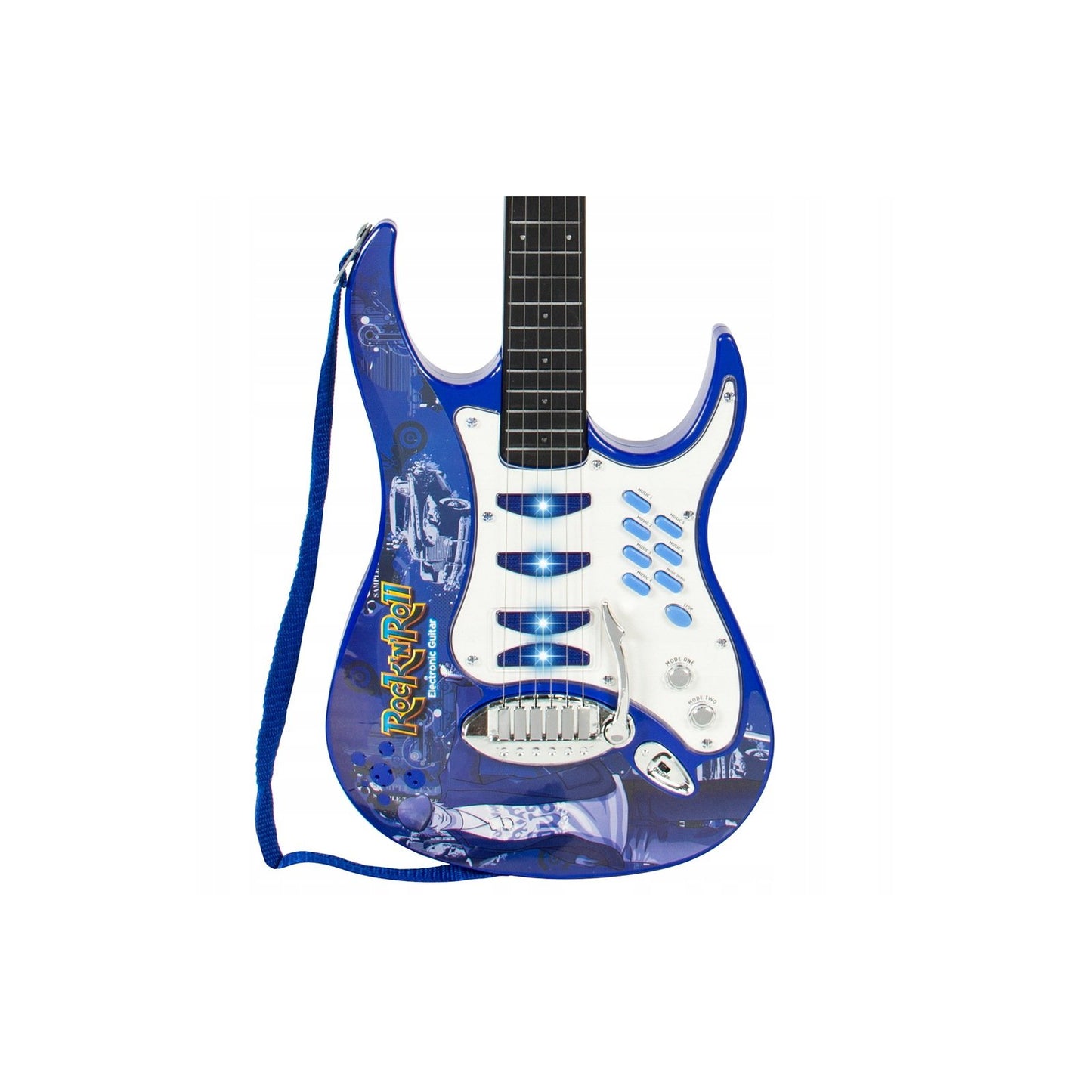 Chitara electrica cu amplificator si microfon IdealStore Rock Party Blue