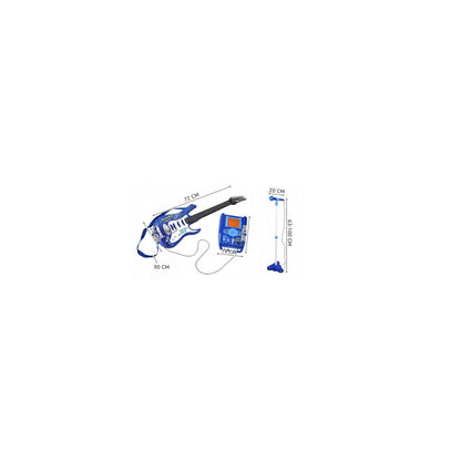 Chitara electrica cu amplificator si microfon IdealStore Rock Party Blue