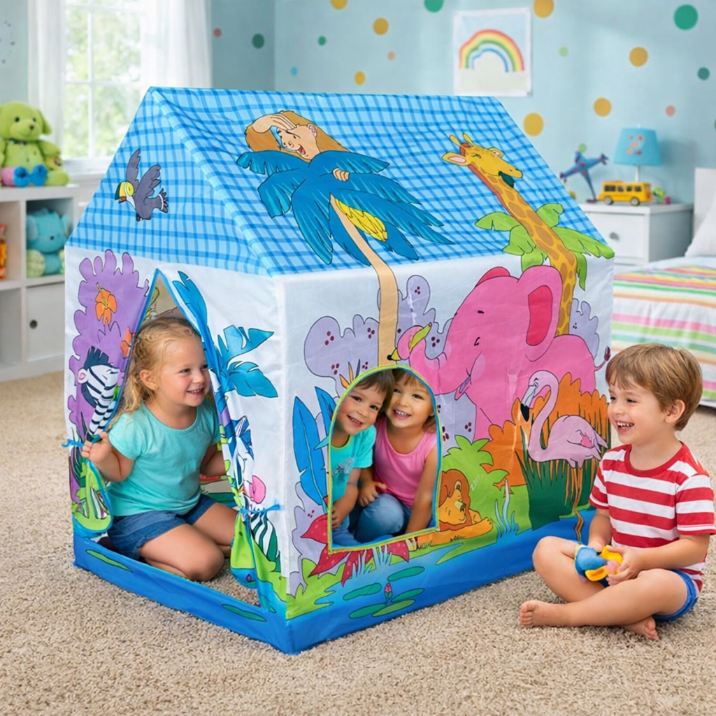 Cort de Joaca pentru Copii Animal Print idealSTORE, Dimensiuni 95 x 71 x 101 cm
