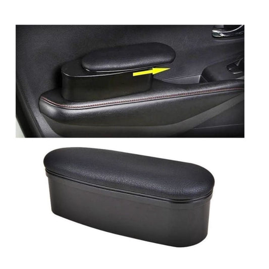 Cotiera Auto Universala idealSTORE, Pentru Usa Masinii, Ajustabila Pe Lungime, Spatiu de Depozitare, Material Piele Ecologica, Prindere cu Banda Adeziva, Dimensiune 18.5x6.5x7.5CM, Culoare Negru