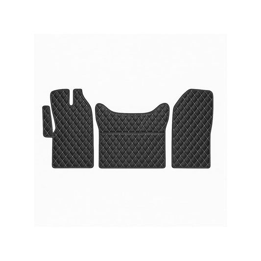 Covoare Auto Imitatie Piele idealSTORE, Model Romb, Compatibile Iveco Daily V 2014, Material Antiderapant, Usor de Curatat, Montaj Rapid, Design Elegant, Aspect Modern, Culoare Negru-Cusatura Gri