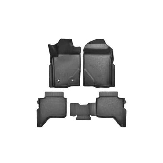 Covoare Cauciuc idealSTORE pentru Ford Ranger T6.2 / P703 2023->, cu Bordula Laterala, Fara Miros, Cauciuc Antiderapant, Contine Clipsuri de Montaj, Predecupaj pentru Fixare in Podea