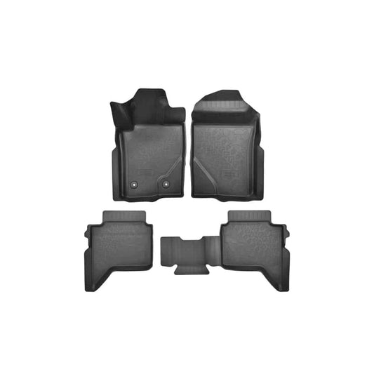 Covoare Cauciuc idealSTORE Stil Tavita, pentru Ford Ranger T6.2 / P703 2023->, cu Bordura Laterala, Suprafata Antiaderenta, Predecupaj de Fixare, Fara Miros