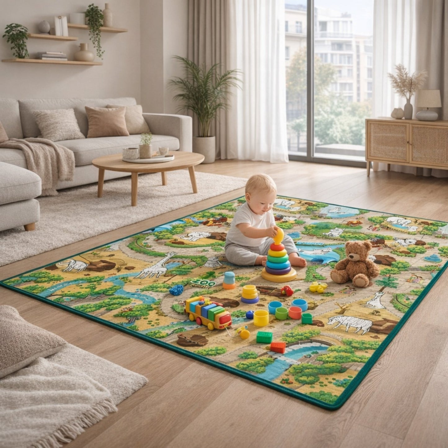 Covor de joaca pliabil din spuma termorezistent 200x120 cm IdealStore First Steps antialunecare