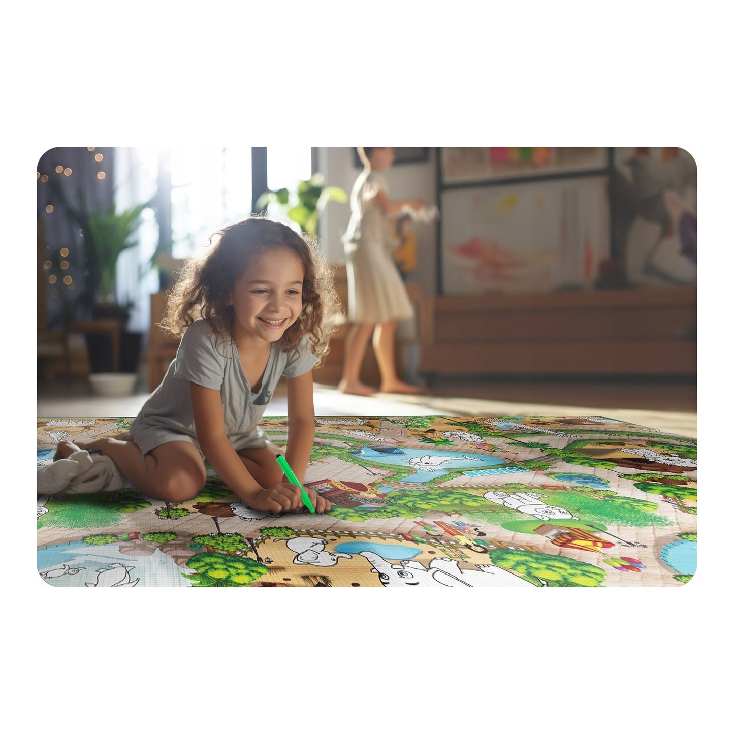 Covor de joaca pliabil din spuma termorezistent 200x120 cm IdealStore First Steps antialunecare