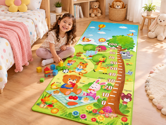 Covor interactiv pentru copii IDL My Happy Animals 2019, DIMENSIUNI: 200 x 180 x 0.5 cm, Stimuleaza simturile, invata si incurajeaza jocul creativ, Culori vii cu printuri de poveste, Asigura o izolare termica excelenta, Galben