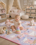 Covor de joaca pliabil din spuma pentru copii Ideal Store First Steps 200x120 cm roz