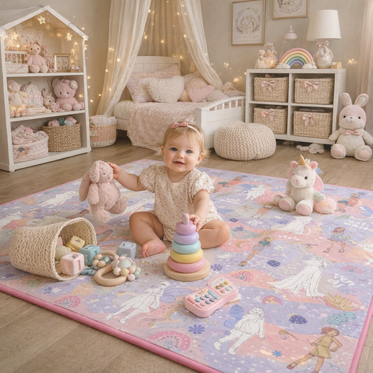 Covor de joaca pliabil din spuma pentru copii Ideal Store First Steps 200x120 cm roz