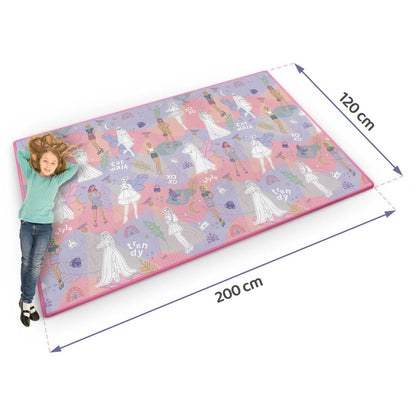 Covor de joaca pliabil din spuma pentru copii Ideal Store First Steps 200x120 cm roz