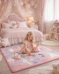 Covor de joaca termorezistent din spuma pliabil 120x90 Ideal Store First Steps Roz