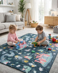 Covoras pliabil spuma copii 200x150x1 cm First Steps idealSTORE doua fete antialunecare