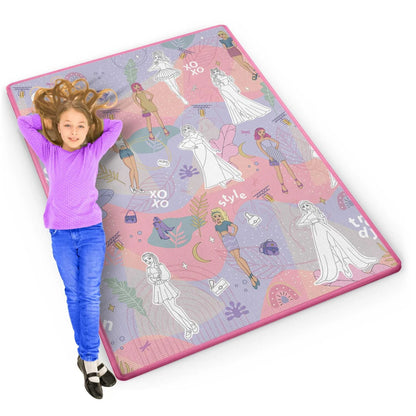 Covor de joaca termorezistent din spuma pliabil 120x90 Ideal Store First Steps Roz