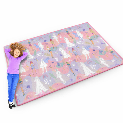 Covor de joaca pliabil din spuma pentru copii Ideal Store First Steps 200x120 cm roz