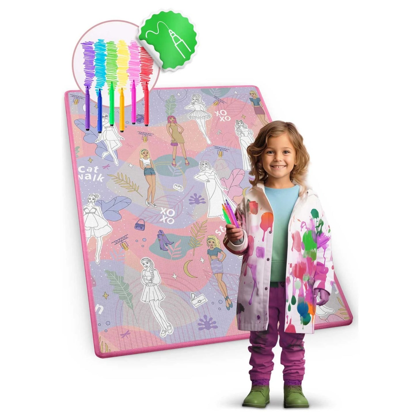 Covor de joaca termorezistent din spuma pliabil 120x90 Ideal Store First Steps Roz