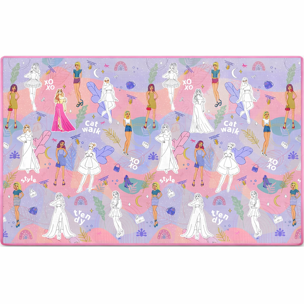 Covor de joaca pliabil din spuma pentru copii Ideal Store First Steps 200x120 cm roz