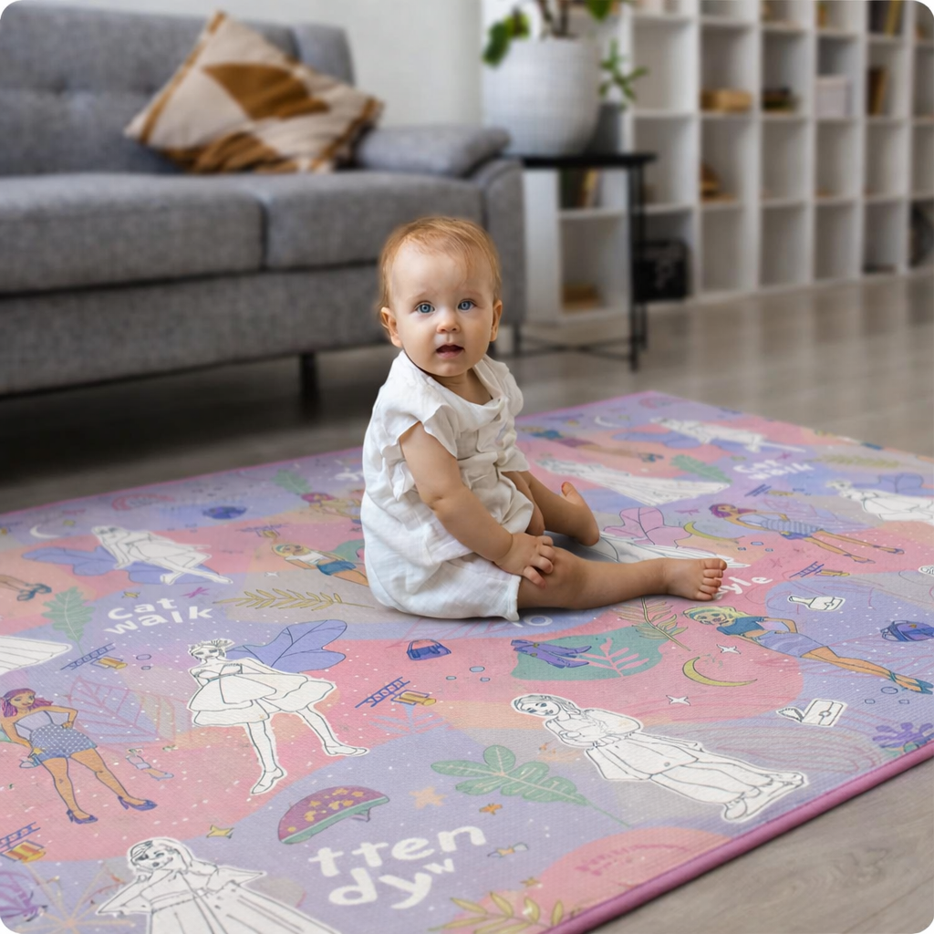 Covor de joaca pliabil din spuma pentru copii Ideal Store First Steps 200x120 cm roz