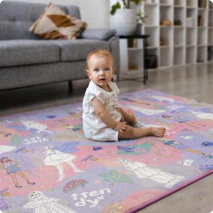 Covor de joaca pliabil din spuma pentru copii Ideal Store First Steps 200x120 cm roz