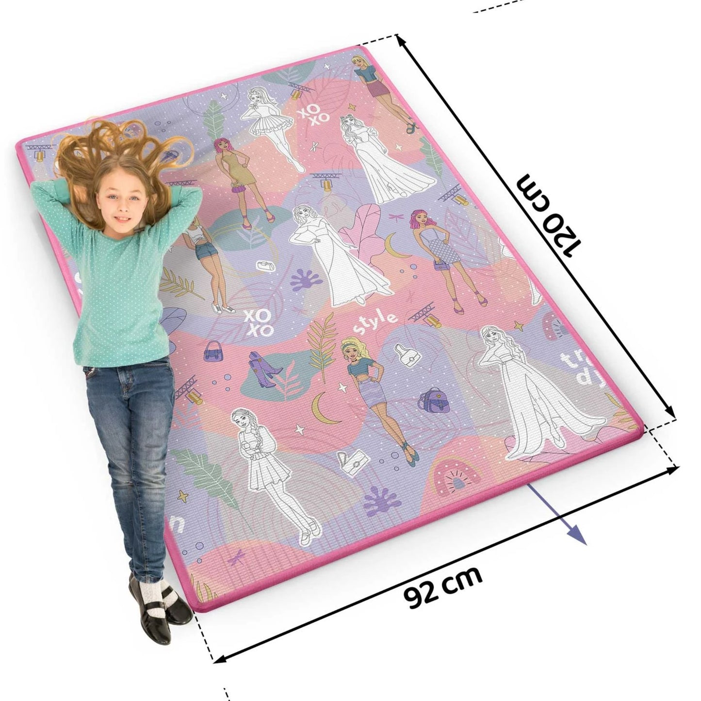 Covor de joaca termorezistent din spuma pliabil 120x90 Ideal Store First Steps Roz