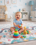 Covoras pliabil copii First Steps din spuma, doua fete, 200x180 cm