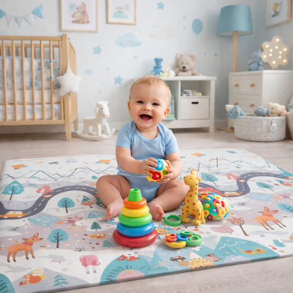 Covoras pliabil copii First Steps din spuma, doua fete, 200x180 cm