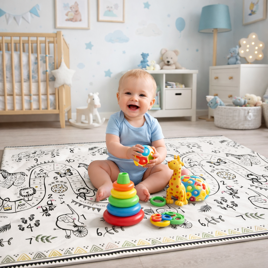 Covoras pliabil copii First Steps din spuma, doua fete, 200x180 cm