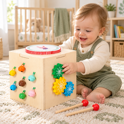 Cub De Activitati 5 in 1 idealSTORE SQUARE CUBE, Jucarie Educativa si Muzicala, Pentru Copii De La 2 Ani, Multicolor