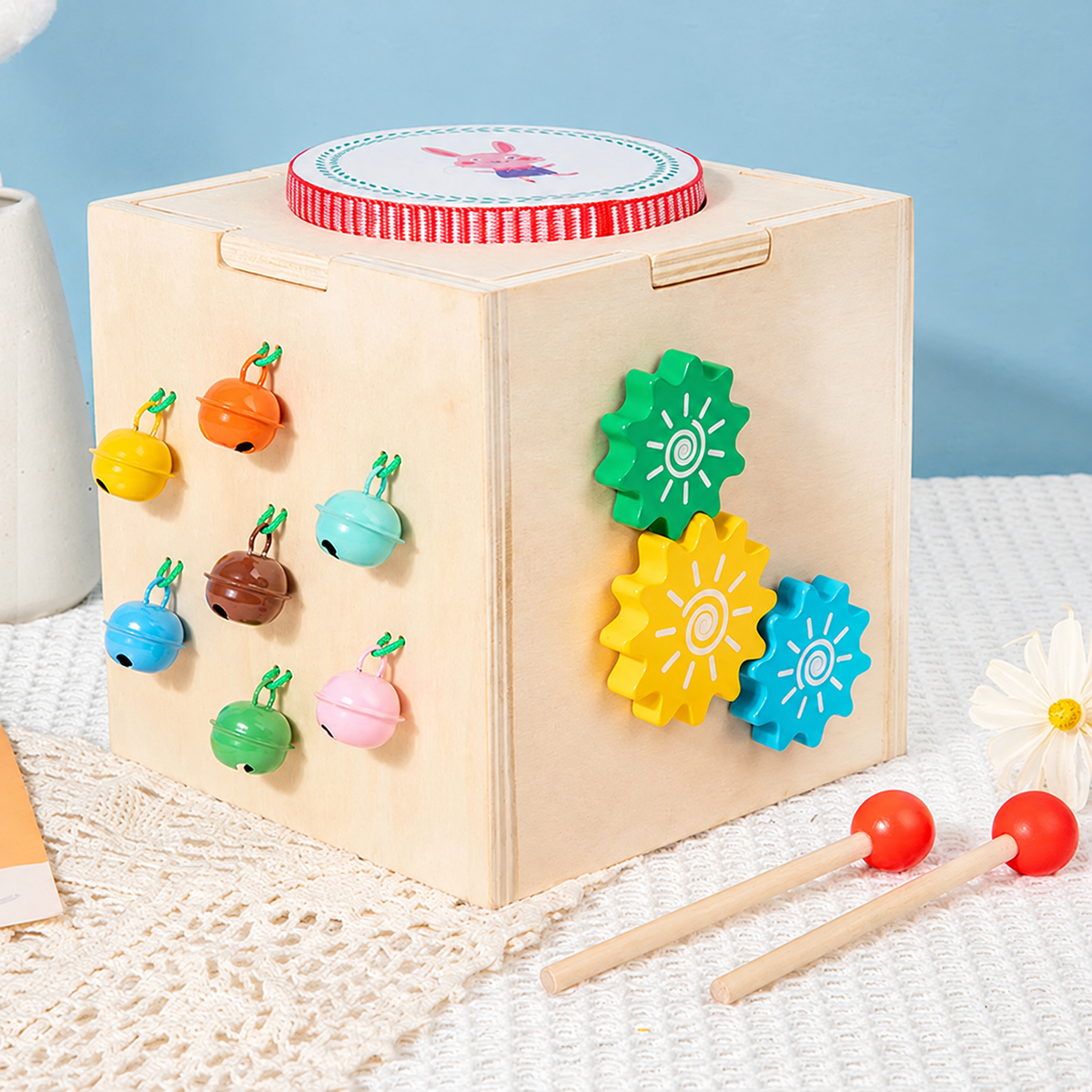 Cub De Activitati 5 in 1 idealSTORE SQUARE CUBE, Jucarie Educativa si Muzicala, Pentru Copii De La 2 Ani, Multicolor