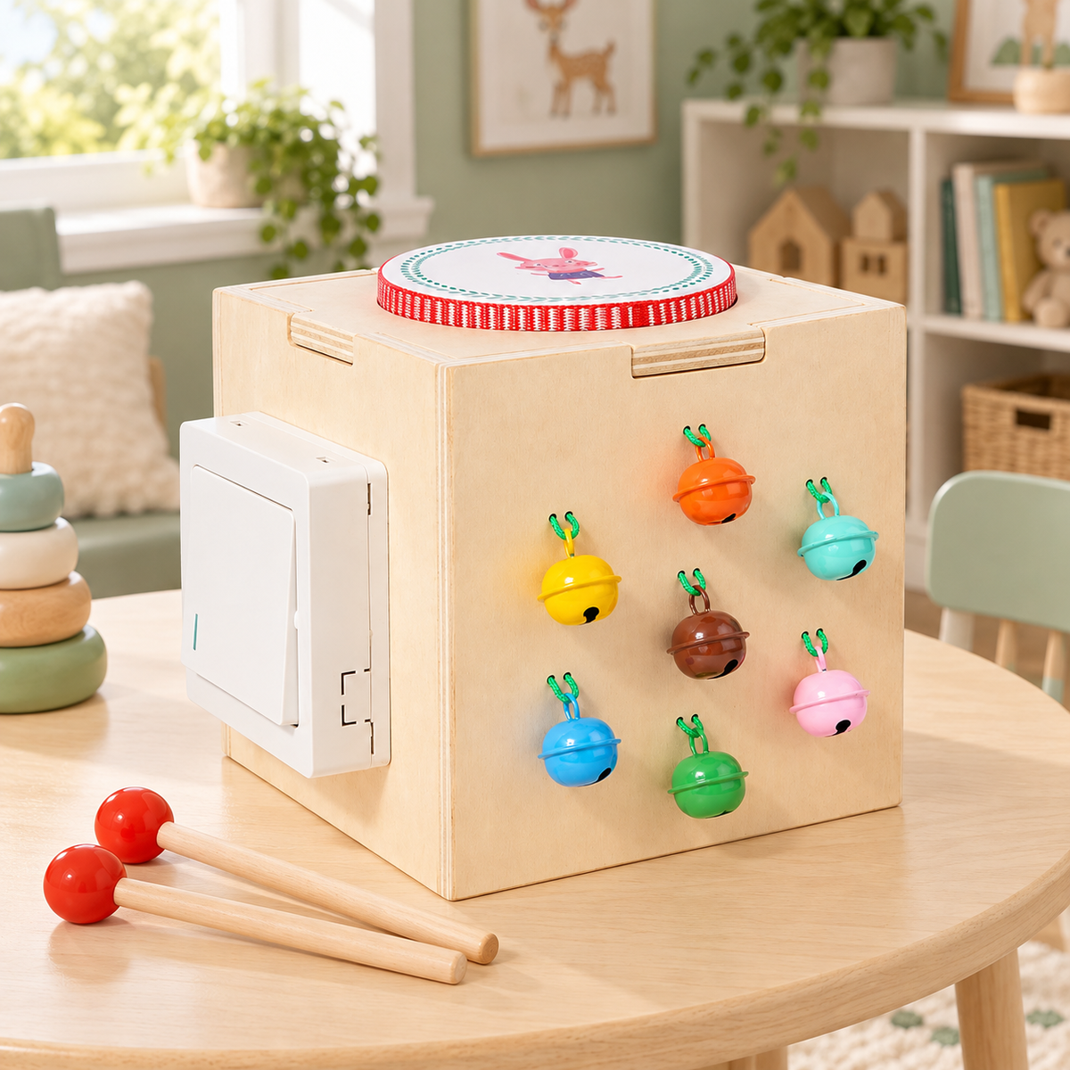 Cub De Activitati 5 in 1 idealSTORE SQUARE CUBE, Jucarie Educativa si Muzicala, Pentru Copii De La 2 Ani, Multicolor
